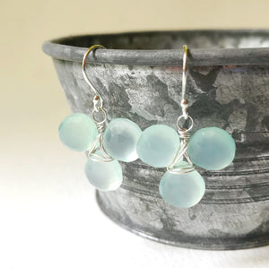 Silver stone earrings